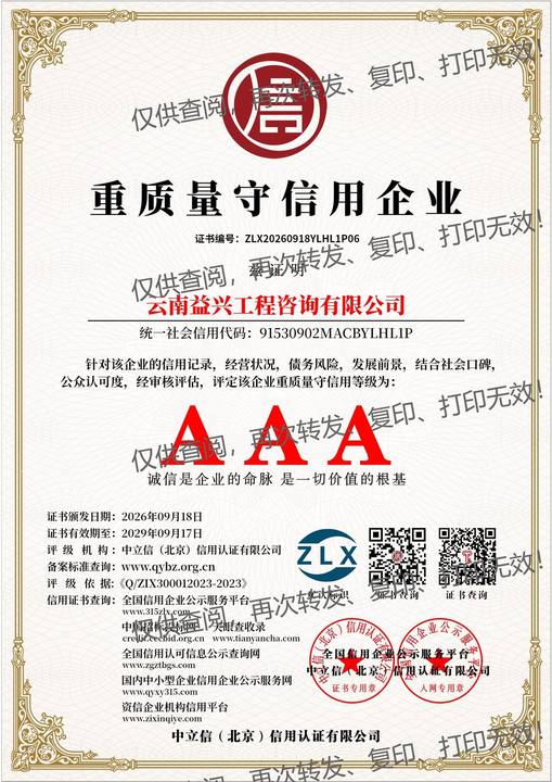重质量守信用企业
